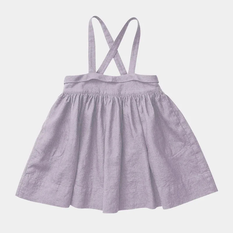 Girls Sweet Cute Cotton And Linen Strappy Dress 2026 Summer New Baby Girl Japanese College Style Cross Buckle Linen Dresses