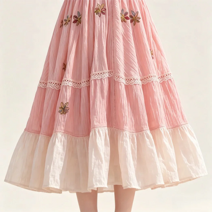 Teen Girls Floral Embroidery Sling Maxi Dress Kids Summer Sleeveless Strap Long Dress Children Holiday Beach Sundress 2-15 Years