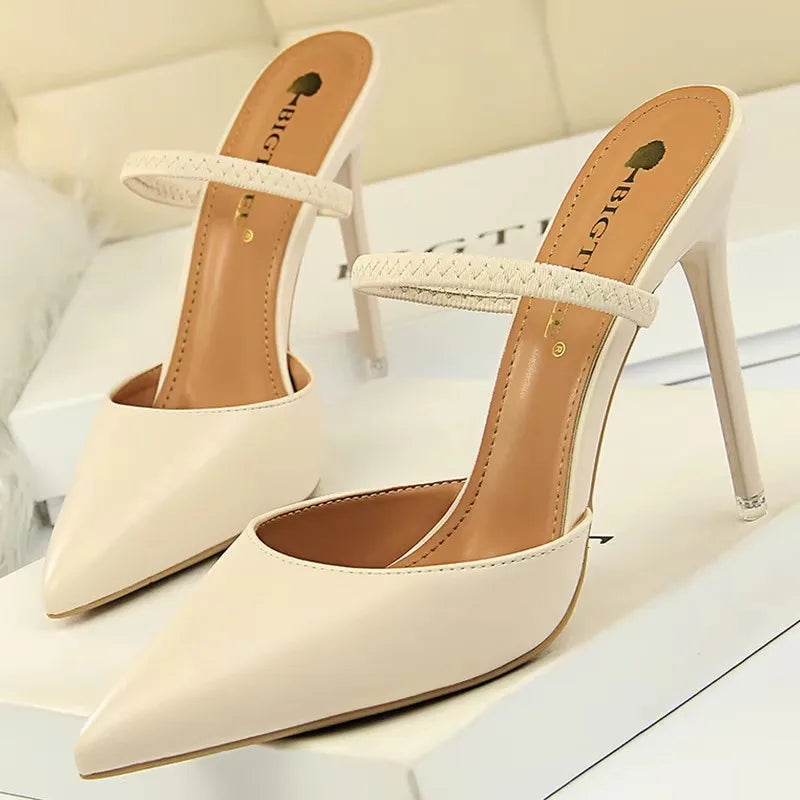 BIGTREE Shoes Sandals Women 2026 Summer High Heels Slippers Pu Heeled Sandals Stiletto Ladies Shoes Fashion Female Shoes Pumps