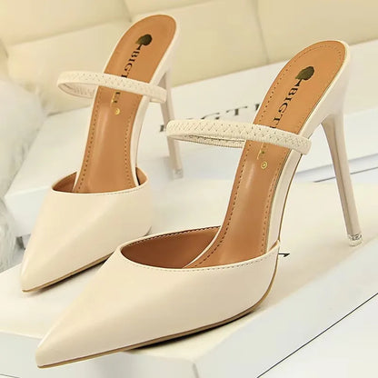 BIGTREE Shoes Sandals Women 2026 Summer High Heels Slippers Pu Heeled Sandals Stiletto Ladies Shoes Fashion Female Shoes Pumps
