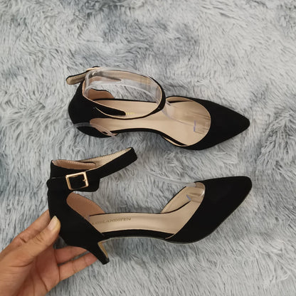 Women Sandals Summer Ladies Bridal Suede 5cm Thick Heel Pumps Wedding Party Shoe Newest Woman Open Toe Sexy Ankle Straps Sandal