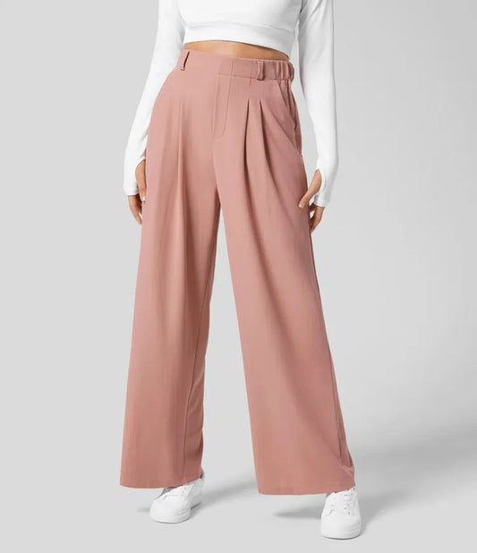 Women's trousers plaid slimming wide-leg pants with pockets high-waisted women's casual slimming wide-leg pants