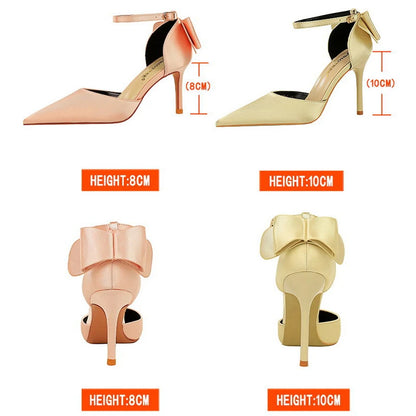BIGTREE Shoes Bow Woman Pumps Silk High Heels Women Shoes Stiletto Red Wedding Shoes Women Heels Women Sandals 8cm and 10cm