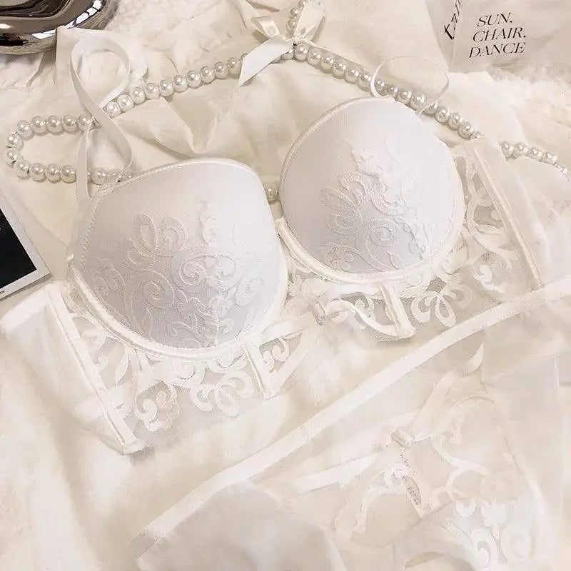YUQI Red Lingerie Set for Wedding Bride,Push-Up Bra To Make Small Breasts Look Larger, Side Support, Dragon Zodiac Year  Bra Set