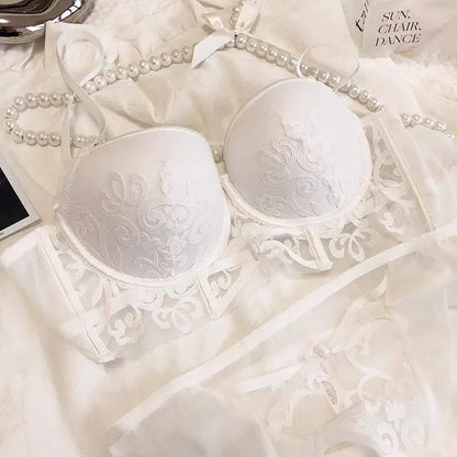 YUQI Red Lingerie Set for Wedding Bride,Push-Up Bra To Make Small Breasts Look Larger, Side Support, Dragon Zodiac Year  Bra Set