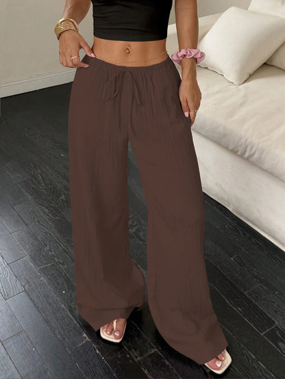 Bohemian Pleated Wide-Leg Pants Women's High-Waist Loose Pants