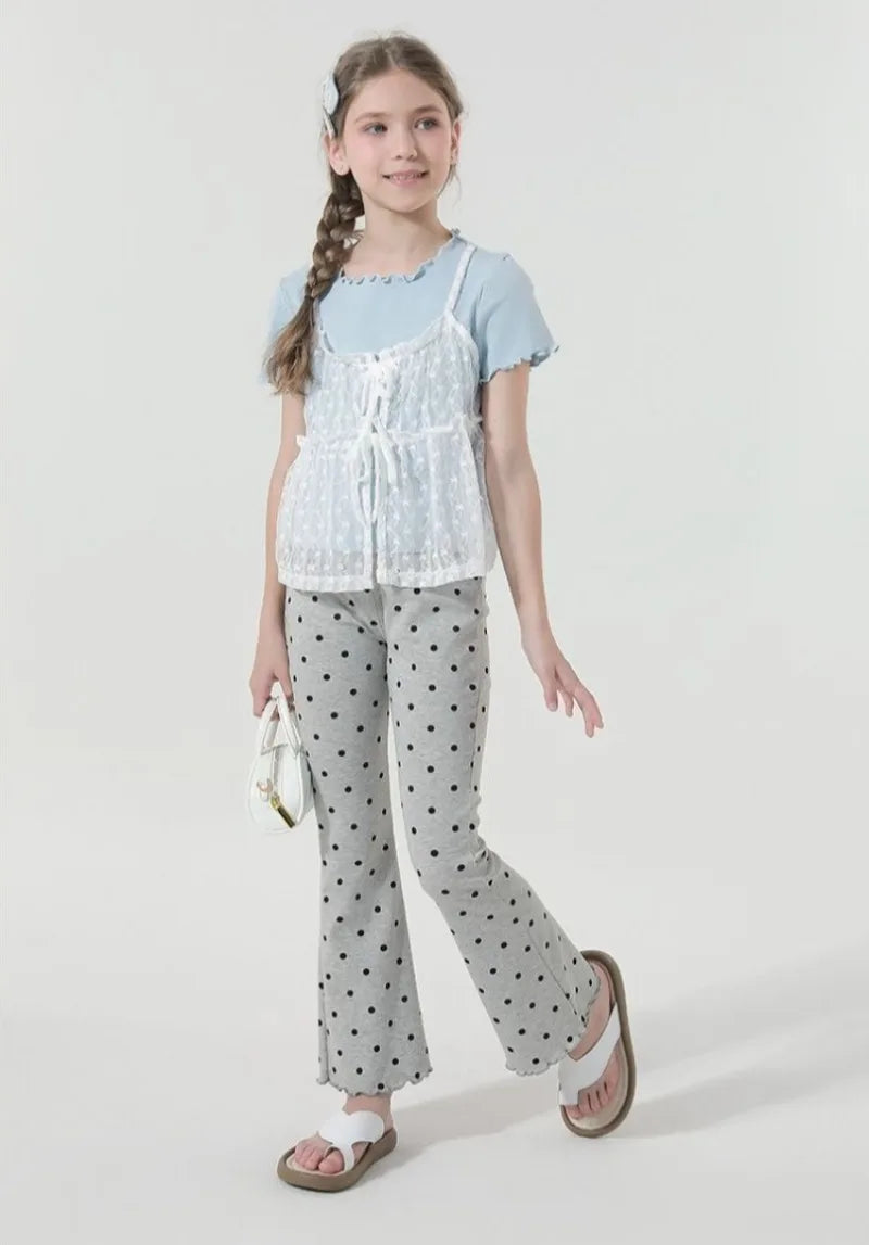 Girls' Flared Pants 2026 Summer Lightweight Korean Style Long Pants Outerwear Stylish Kids' Pants