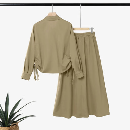 2026 ZANZEA Fashion Women Long Sleeve Shirt Dress Sets Muslim Matching Set Ramadan Outfit Hijab Tracksuit Solid Work Skirt Suit