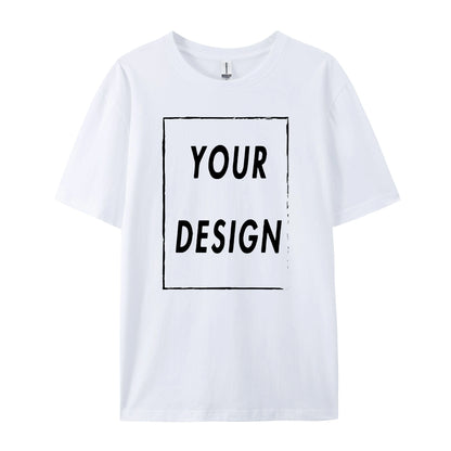 180g Custom Women Men Customised Printed 100% Cotton Short Sleeve Your Logo Photo Brand Text Tee Personalize Graphic Clothing