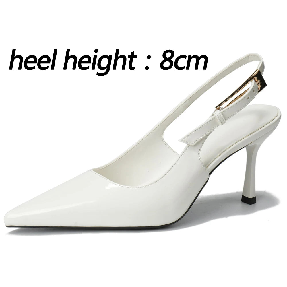 BIGTREE Shoes Women Pumps Patent Leather High Heels Ladies Shoes Stiletto 8 cm Heels Buckle Sexy Party Shoes Heeled Sandals New