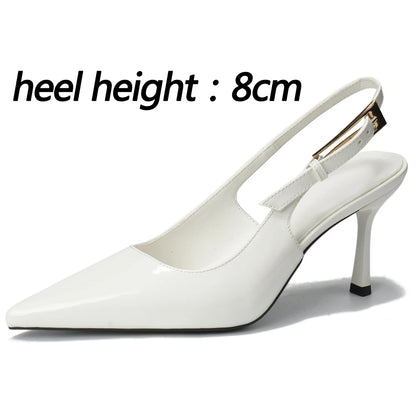 BIGTREE Shoes Women Pumps Patent Leather High Heels Ladies Shoes Stiletto 8 cm Heels Buckle Sexy Party Shoes Heeled Sandals New