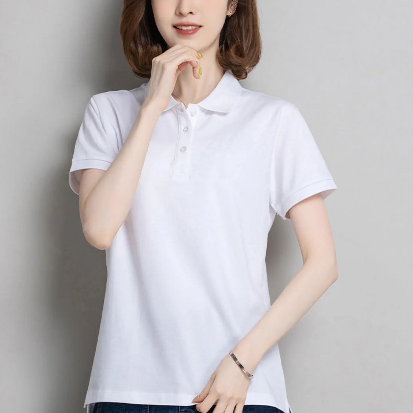 Summer Polo Shirts Korean Style Women Cool Ice Silk Short Sleeve Shirt Breathable Quick Dry Casual Golf Shirts Pullover Tee Tops