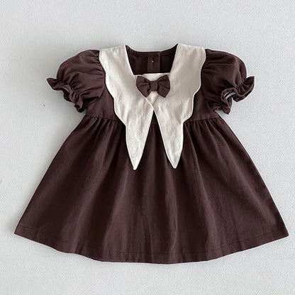 2024 New 0-4Yrs Baby Girl Clothing Short Sleeve Cotton Splicing Kids Princess Dresses Baby Girl Party Dress