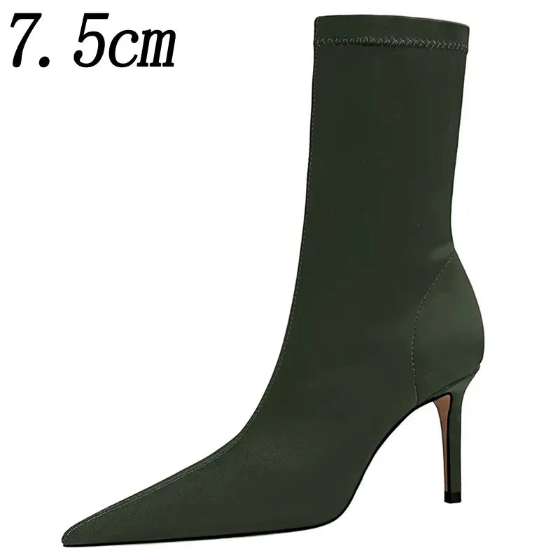 2026 New Socks Boots Fashion Ankle Boots For Women Boots Balck Pointed Toe Elastic Heels Shoes Fetish Autumn Winter Female Shoes