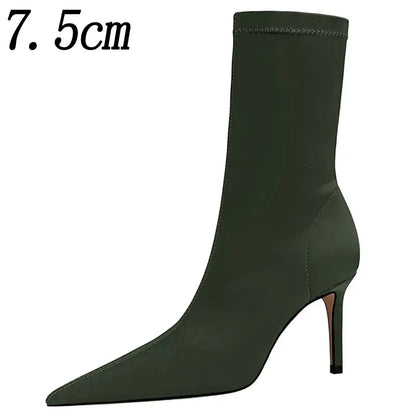 2026 New Socks Boots Fashion Ankle Boots For Women Boots Balck Pointed Toe Elastic Heels Shoes Fetish Autumn Winter Female Shoes