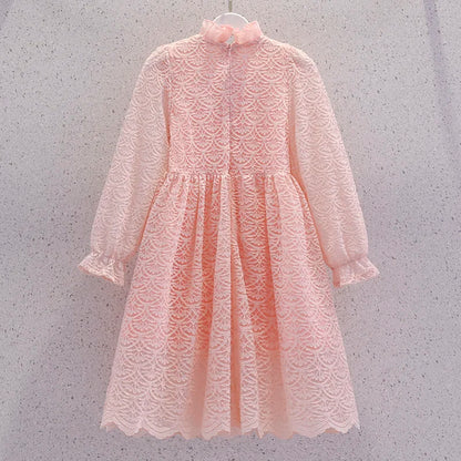 Baby Outfits Lace Dresses for Girls Party Elegant Dress Kids Princess Pink Costumes Teenagers Children Clothes 4 6 8 10 12 Years