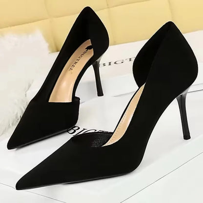 BIGTREE Shoes Woman Pumps Stylish Minimalist Slim Heel High Heels Suede Ladies Shoes Stiletto Comfort Women Heels Plus Size 43