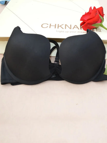 Japanese Deep V Push Up Sexy Bra Underwire Underwear Women Soutien Gorge Thin Half Cup Solid Color Lingerie Beautiful Back