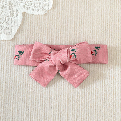 2PCS Infant Baby Girl Pink Cherry Print Ruffle Short Sleeve  Dress + Headbandr for 0-2Y Toddler Sweet Summer Princess Dress