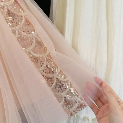 Sequins Mesh Dress For Girls Kids Summer Dress Children Fishtail Gauze Skirt For Party Night Graduation Ceremony Birthday Prom