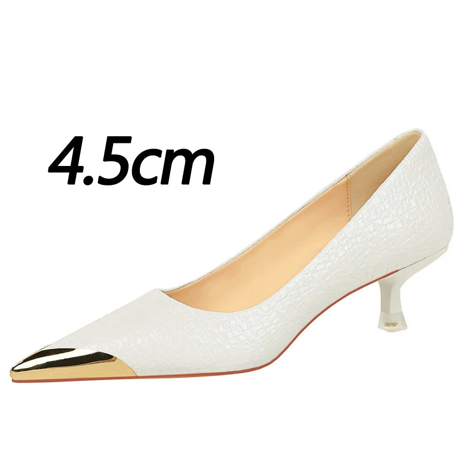 Retro High Heels Snake Patterned Patent Leather Women Pumps Stilettos Banquet Shoes Sexy Party Shoes Metal Tip Ladies Heels 2026