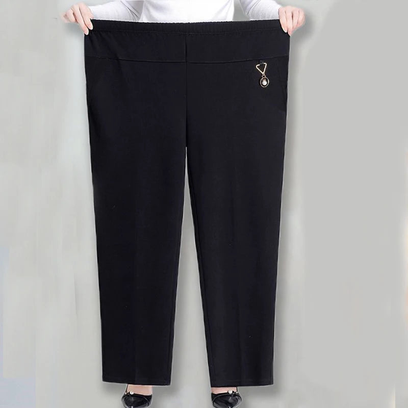 Spring Autumn Fashion Trend Striped Plus Size Trousers Women Oversized Simple Loose Pockets Plaid Lady Pants 8XL Female Clothes
