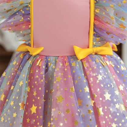 K-Pop Hunters Zoey Rumi Princess Dress for Girls Sequined Star Ruffle Bow Tutu Baby Formal Gala Prom Gown Kids Party Costume