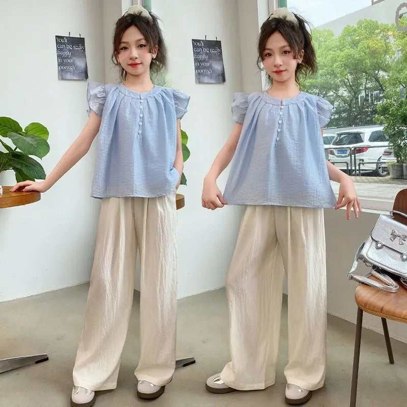 Elementary Student Girl Clothes Summer Suit for Girls Wear Stylish Children Clothing Cartoon Children's Fashion 4 7 8 Years Kids