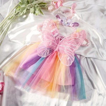 Ylsteed Newborn Girl Photography Outfits with Headband Baby Girl Butterfly Wings Mesh Dress for Photo Shooting Infant  Props-HD
