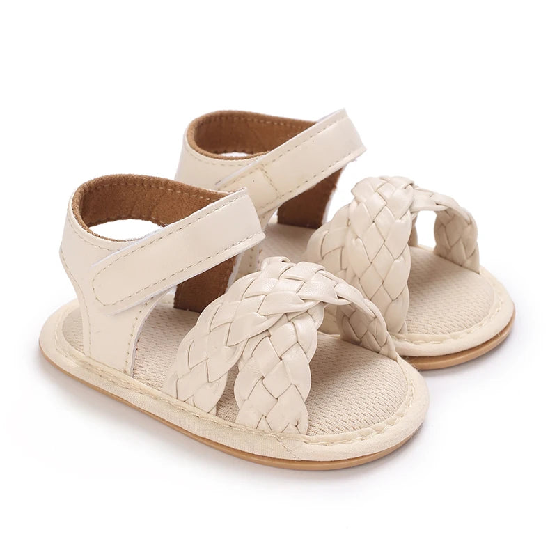 Summer 0-18M Female Baby Apricot Sandals Bow High Quality Soft Bottom Anti slip Breathable First Walking Shoes