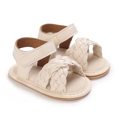 Summer 0-18M Female Baby Apricot Sandals Bow High Quality Soft Bottom Anti slip Breathable First Walking Shoes