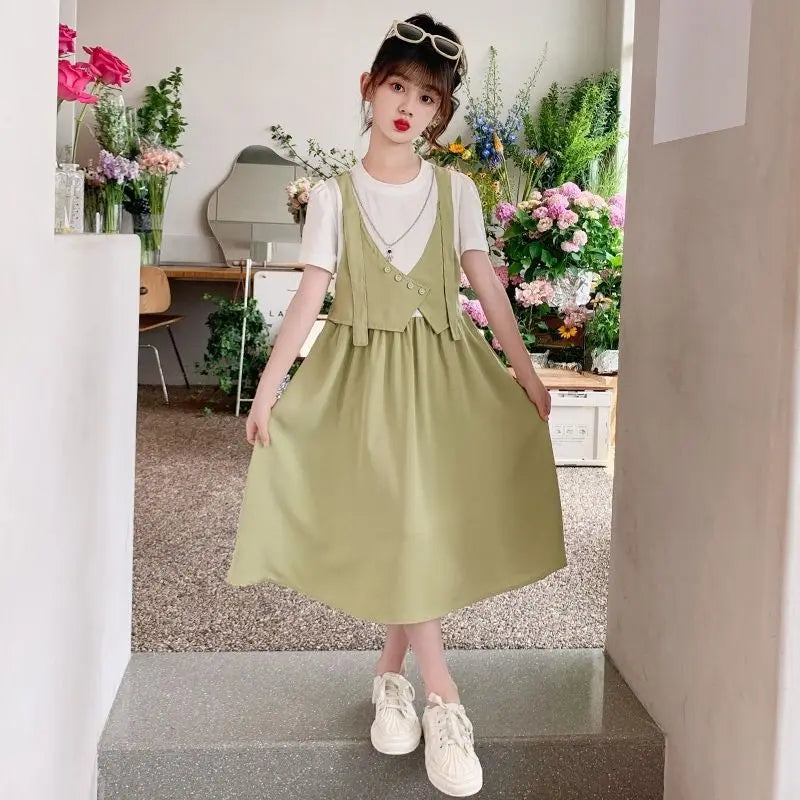 Summer French Dress for Little Girls Dresses Girl's Clothes Party Korean Reviews Many 6 7 Years Princess Elegant From 8 Kid's 10