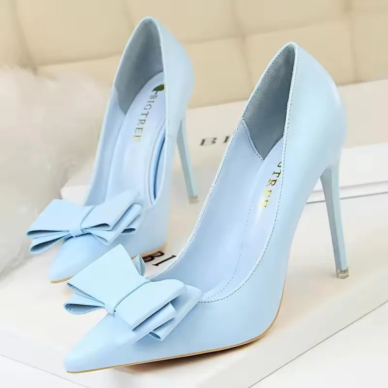 BIGTREE Shoes Bow-knot Pumps Women High Heels 2026 Fashion Women Heels Lady Stiletto Shoes Wedding Shoes Classic Pumps Footwear
