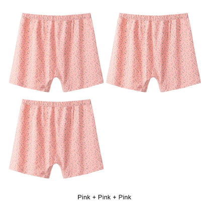 3PCS Women Boxer Underwear Mother Briefs Floral Safety Pants Lingerie Breathable Woman Cotton Plus Size Female Panties Intimates