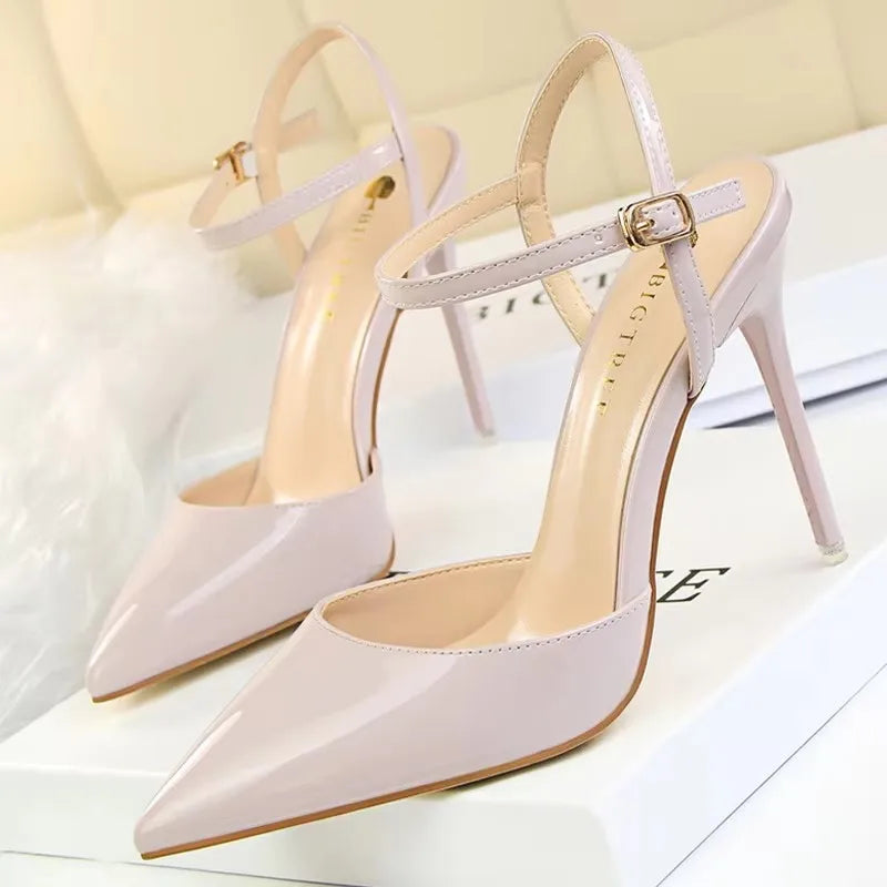 BIGTREE Shoes Fashion Sandals Women 2026 Patent Leather High Heels Women Sandals Summer Heeled Sandals Pointed Toe Women Pumps