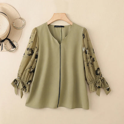 ZANZEA Womens Sophisticated Elegant Blouses Floral Printed 3/4 Puff Sleeve Casual Tops Summer V-Neck Pullover Blusas de Mujer