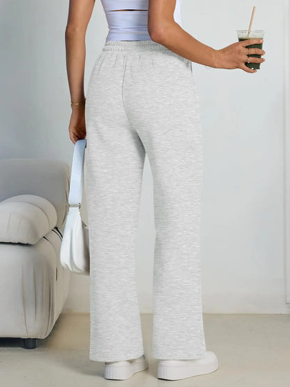 2026 New Harajuku Wide Leg Sweatpants Women Streetwear Baggy Oversize Gray Sports Pants Woman Drawstring Casual Joggers Trousers