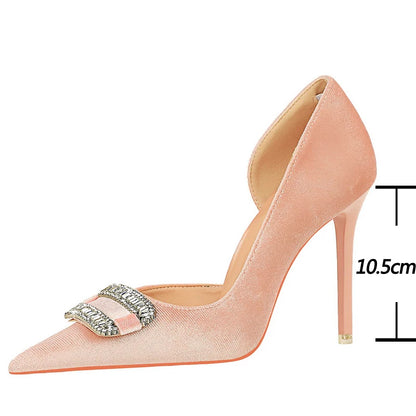 Women 10.5 cm Heels Rhinestone Buckle Design Women Pumps Luxury And Noble Banquet Shoes Stiletto High Heels Women Shoes Fashion