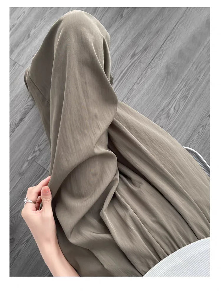 Summer Women's Wide-leg Pants Purple Thin Sunscreen Straight Pant Full Length Elastic Waist Casual Korean Fashion Trousers Women