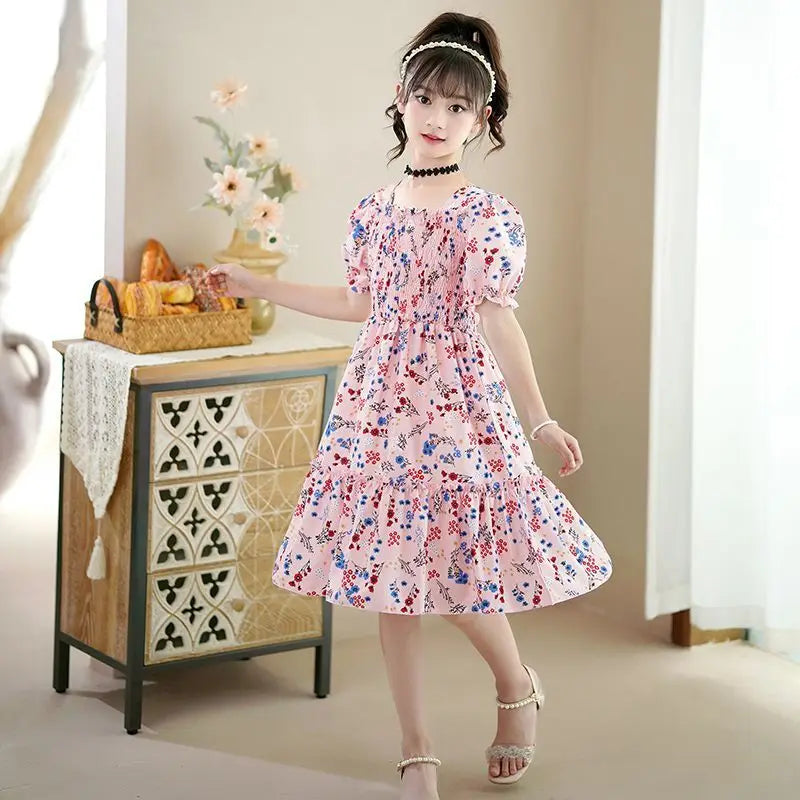 Floral Print Dress for Children Summer Girl Princess 4 Years Clothes Kids Girls 8 10 Girl's 12 Child Dresses From 14 Old Kids' 7
