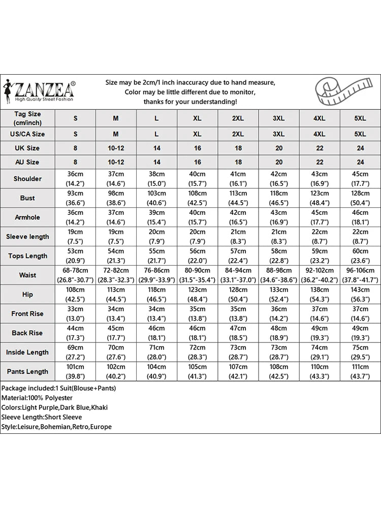Women Pant Sets 2024 ZANZEA Summer V-neck Short Sleeve Tops Trousers Suits Casual 2PS Solid Work Outfits Fashion OL Tracksuits
