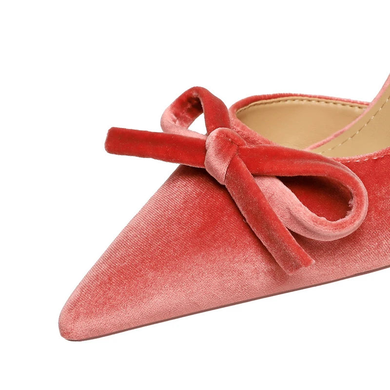 Luxury Women Pumps Bowknot High Heels Women 7.5 cm 10 cm Stiletto Sexy party shoes Velvet Ladies shoes Women Wedding shoes 2026