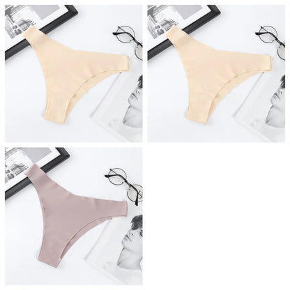 3Pcs/Set Women Ice Silk Panties V-Waist Low Rise Briefs Seamless Underwear Female Quick-Drying Underpants Sexy Lingerie S-L