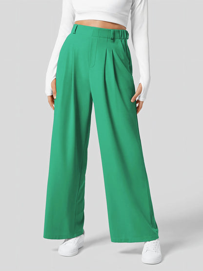 Women's trousers plaid slimming wide-leg pants with pockets high-waisted women's casual slimming wide-leg pants