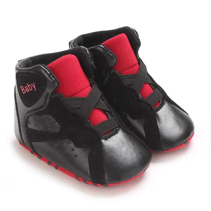0-18M Baby ShoesHigh Top Soft Soled PU Casual Shoes ForMen And Women Newborn Walking Shoes Baby's First Pair Of Walking Shoes