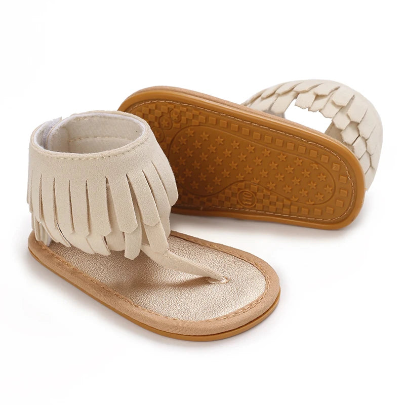 Summer 0-18M Female Baby Apricot Sandals Bow High Quality Soft Bottom Anti slip Breathable First Walking Shoes