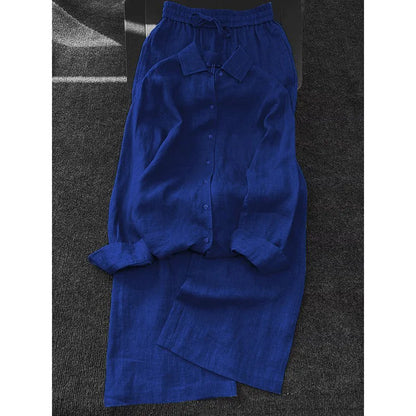 Pants Set Women Two Piece Sets Matching Sets Full Sleeve Shirt Wide Leg Long Pant Elastic Waist Y2k Streetwear Elegant Casual