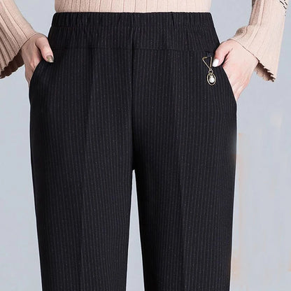 Spring Autumn Fashion Trend Striped Plus Size Trousers Women Oversized Simple Loose Pockets Plaid Lady Pants 8XL Female Clothes
