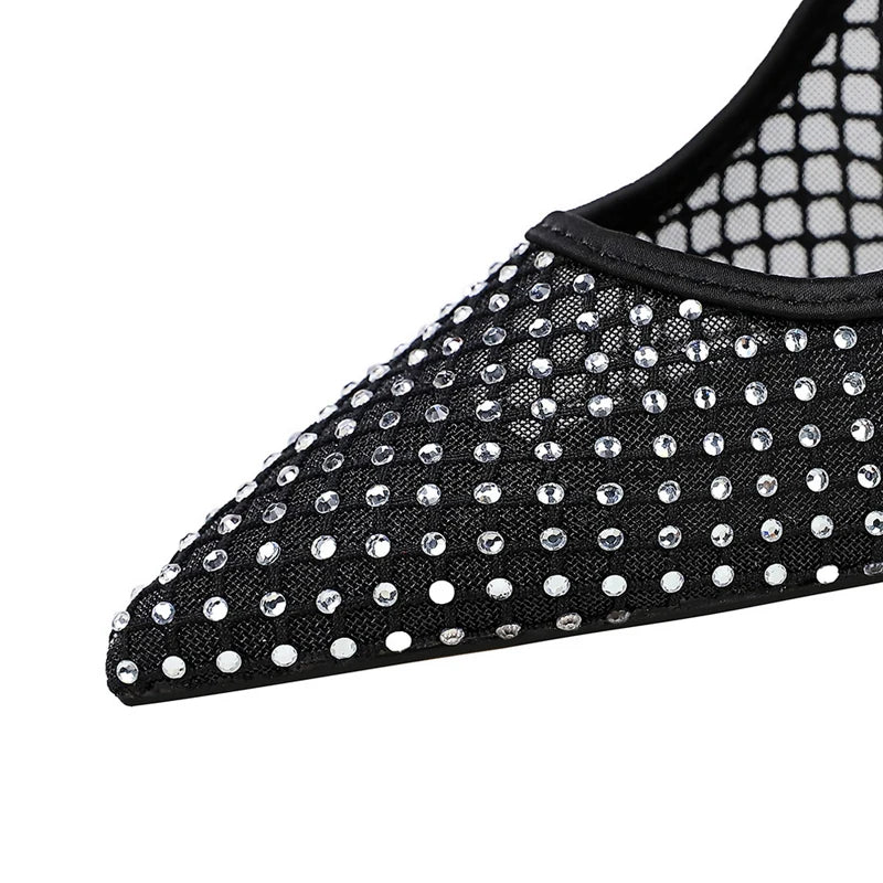 Luxury Rhinestone Mesh Women Pumps Fashion Dress Wedding Shoes High Heels Stilettos 9.5 CM Sexy Party Shoes New Ladies Pumps