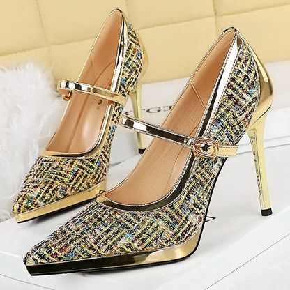 BIGTREE New Fashion High Heels Women Pumps Buckle Luxury Banquet Shoes Sexy Party Shoes Women 10.5 cm Heels Stiletto Ladies Shoe